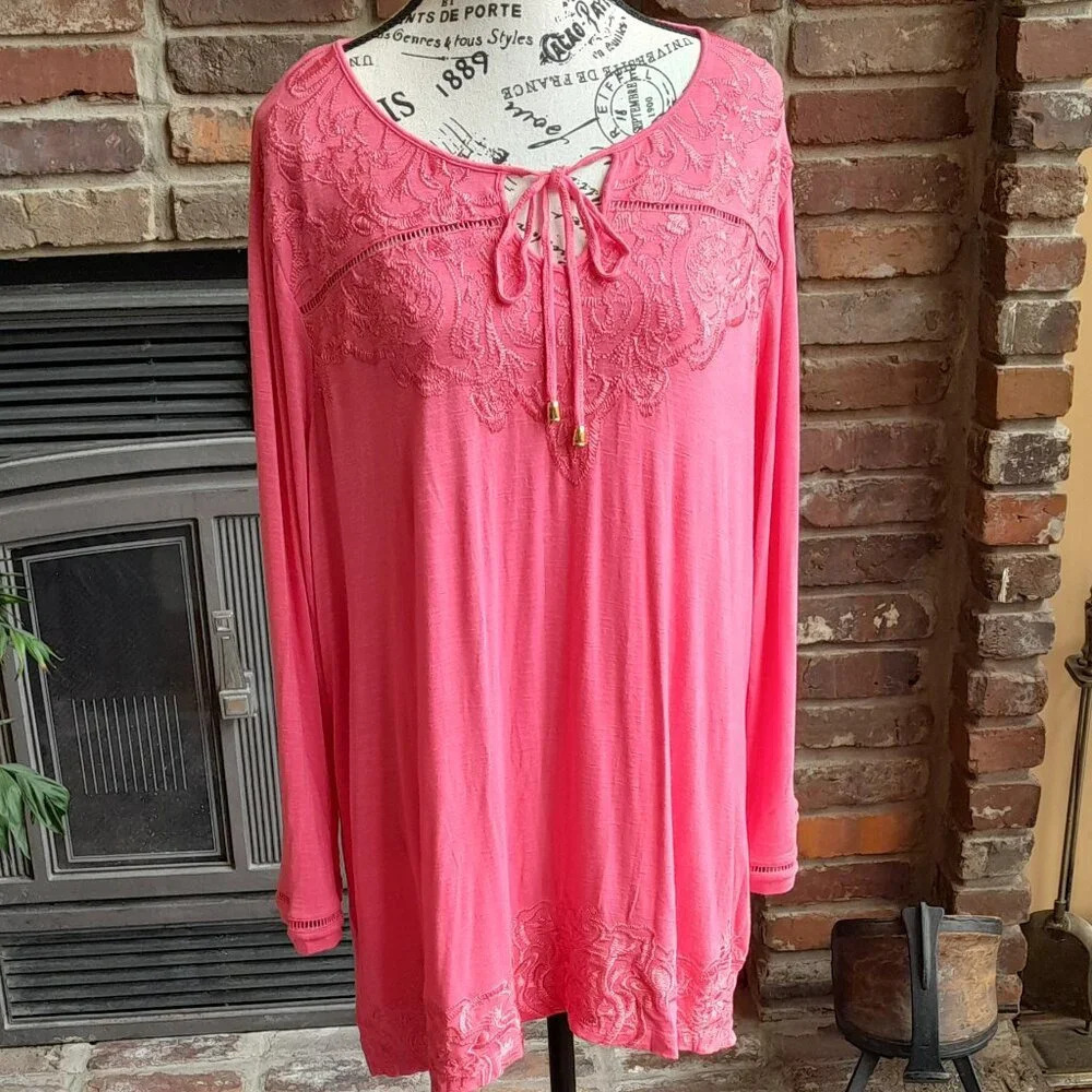 Rafaella Embroidered Long Sleeve Tunic